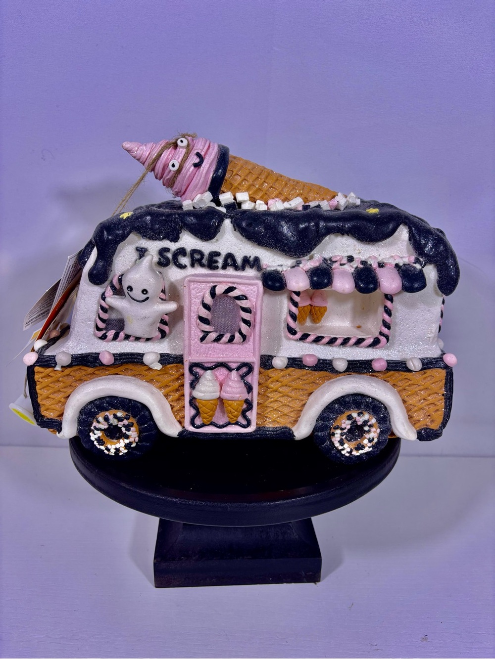 NWT Candy Corn Lane I Scream Ice Cream Truck LED Halloween Decor Pink Ghost